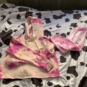 Tie dye cropped sweater with matching leggings
